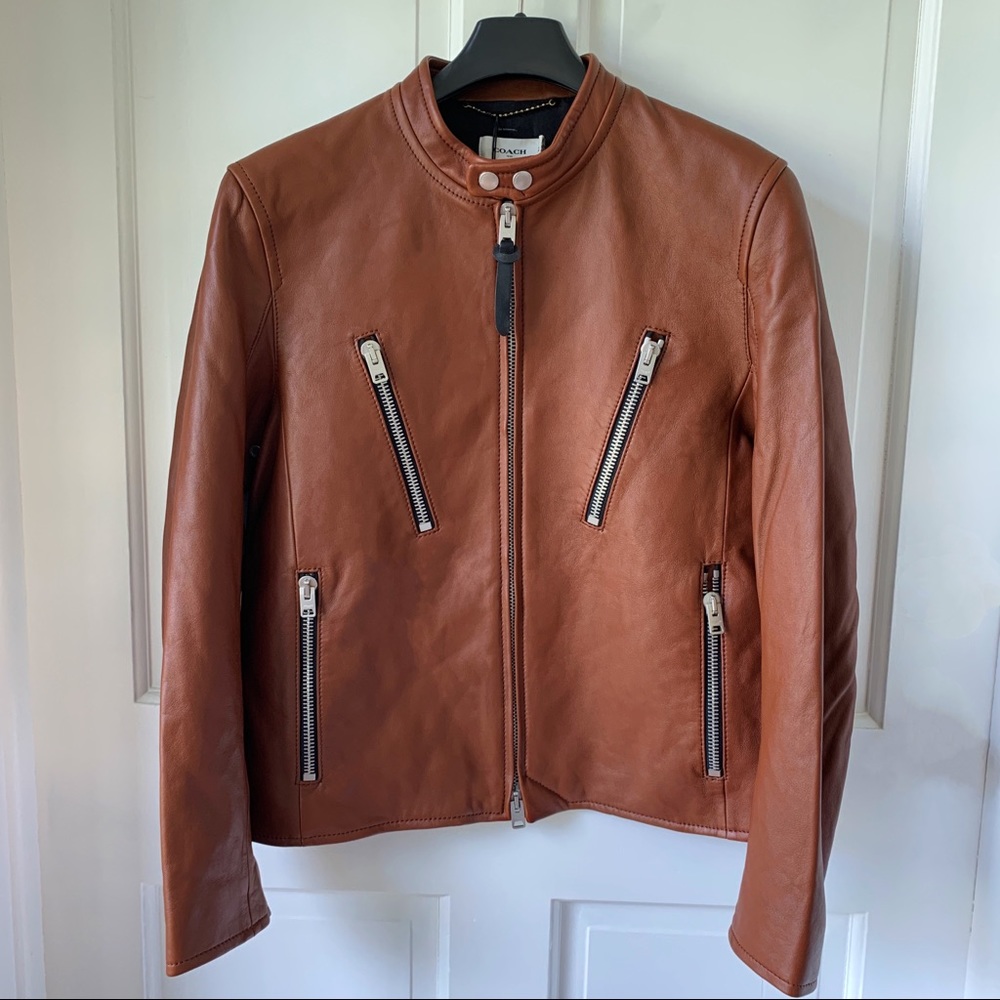 Coach Men’s Racer Brown Moto Leather Jacket